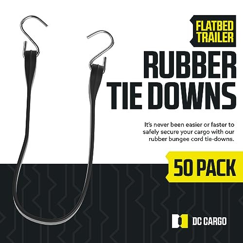 Natural Rubber Tarp Straps 41 In Long Pack Of 50 Bungee Cord Tie Downs With Metal S Hooks For Flatbed Trailers And Cold