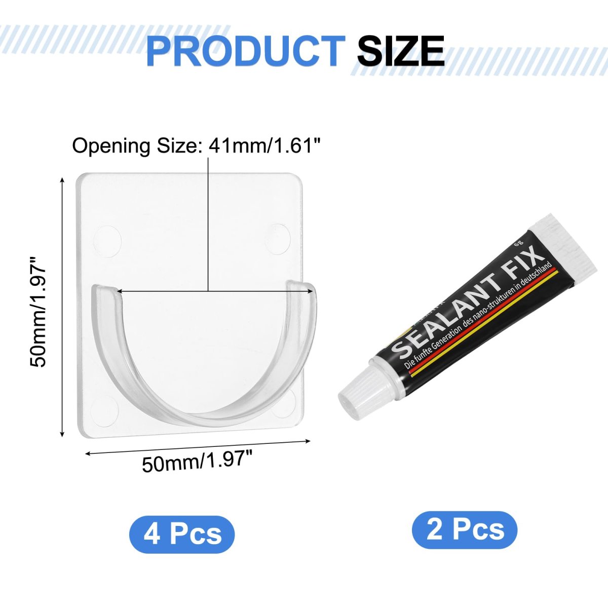 4 Pack Shower Rod Holder 1 61 Inch Adhesive Curtain No Drilling Holders With Glue For Bathroom Bedroom Clear Rod Not Included