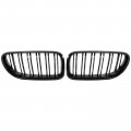 X Autohaux 1 Pair Glossy Black Car Hood Kidney Bars Front Grille Double Line 4 Door For Bmw F06 2012-2018 