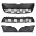 G-plus Fog Light Covers Front Upper Lower Bumper Grille Grill Compatible With 2012-2016 Chevy Sonic 95215846 