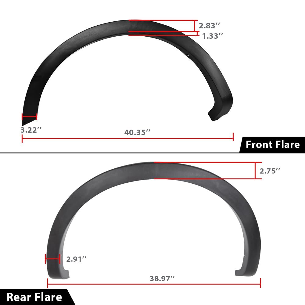 4pcs Fender Flare For Ford F150 2004 2005 2006 2007 2008 Wheel Arch Molding Trim Black Factory Style Fit Styleside Models Only