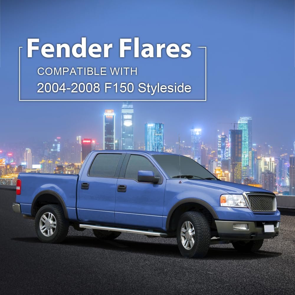 4pcs Fender Flare For Ford F150 2004 2005 2006 2007 2008 Wheel Arch Molding Trim Black Factory Style Fit Styleside Models Only