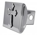 Scalloped Cross Chrome Metal Hitch Cover