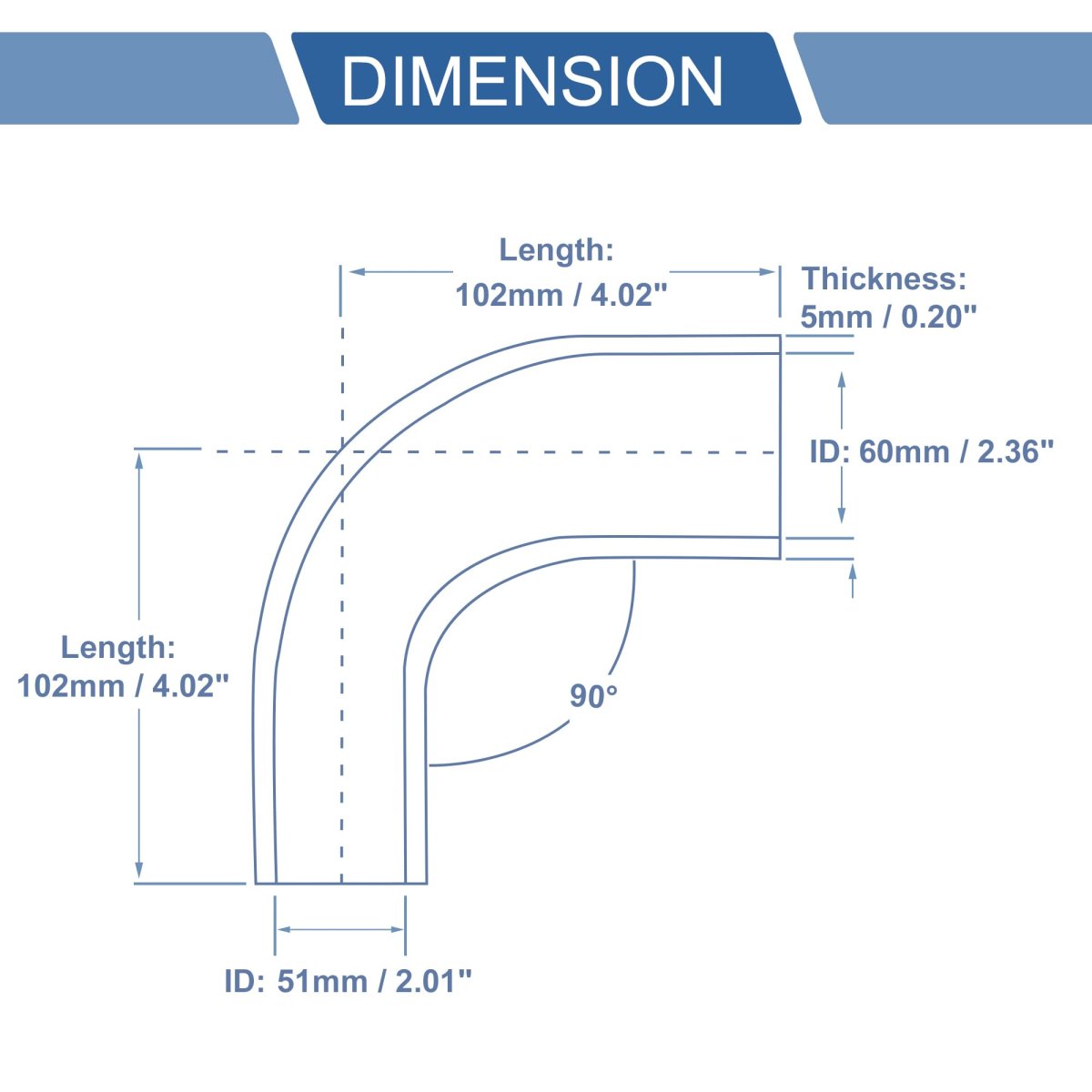 1 Set 51mm 2 01 -60mm 36 Id 102mm 4 02 Length 90 Degrees Black Car Silicone Hose With Clamps Coolant Universaset 51mm 2 01