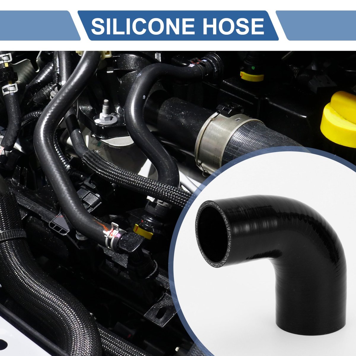 1 Set 51mm 2 01 -60mm 36 Id 102mm 4 02 Length 90 Degrees Black Car Silicone Hose With Clamps Coolant Universaset 51mm 2 01