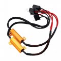 X Autohaux 2pcs H7 Dc 12v 50w 8 Ohm Error Free Load Resistor Wiring Harness Adapters Decoder For Led Headlight High Low Beam