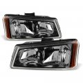 Acanii For Black 2003-2006 Chevy Silverado 1500 2500 3500 Avalanche Headlights Front Lamps Driver Passenger Side