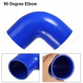 X Autohaux 1 Set 76mm 3 0 Id 90 Degree Elbow Engine Silicone Hose Blue For Car Intercooler Intake Piping With 2 Pcs Clamps
