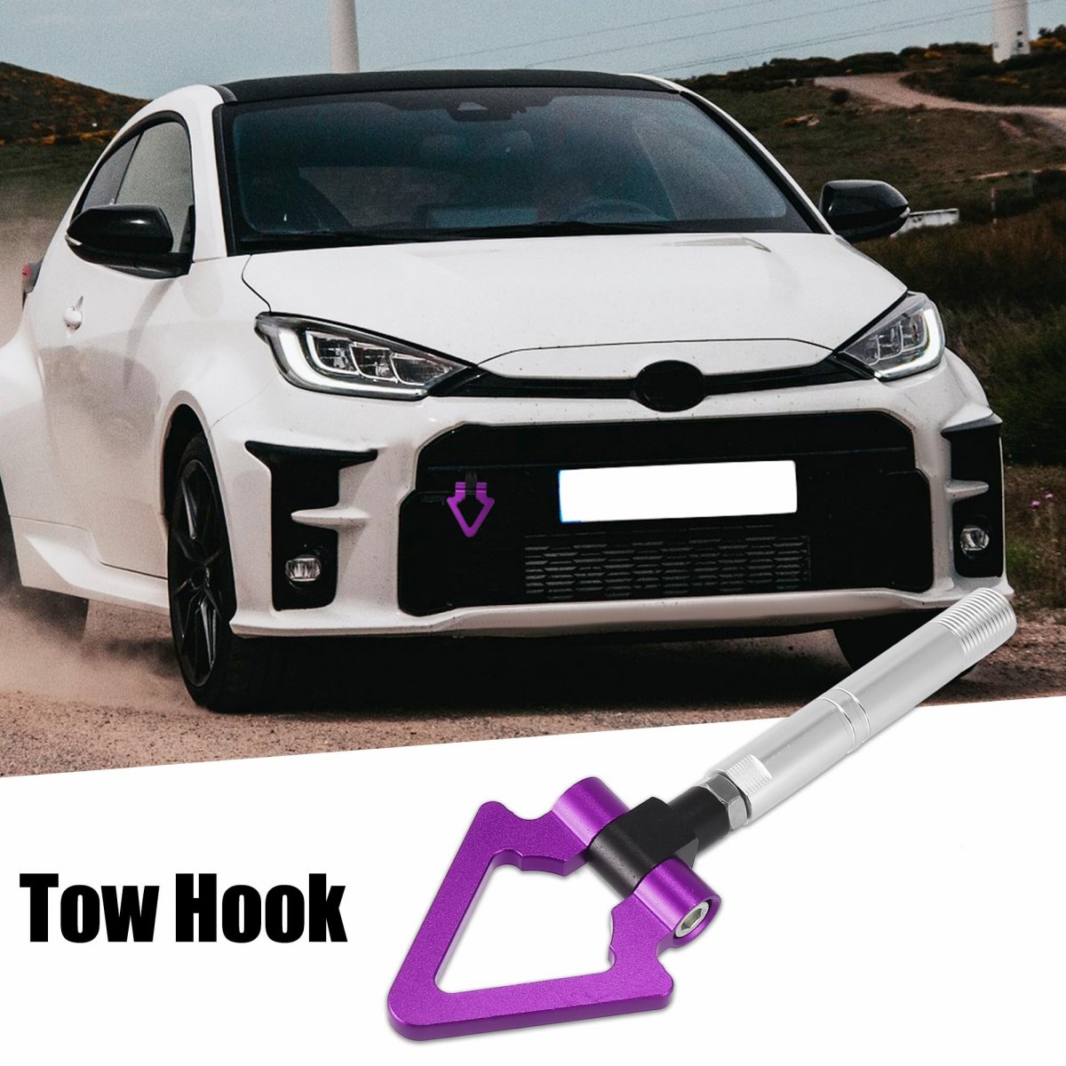 Auto Car Track Racing Front Rear Bumper Screw On Tow Hook Trailer Hitch Ring For Toyota Avanza 2007-2018 Purple Triangle