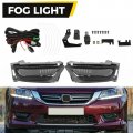 Kuafu Fog Light Fog Bezel Compatible With 2013-2015 Honda Accord 4door W Switch Bumper Driving Lamps Replacement For