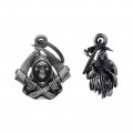 Motorcycle Guardian Bells 2 Pack For Bikers Grim Reaper Good Luck Riding With Hanger And Velvet Bag Magnesium Alloy Accessory 
