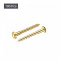 Uxcell Wood Screws M2 5 X 20mm Slotted Round Head Brass Self-tapping Screw 100 Pcs