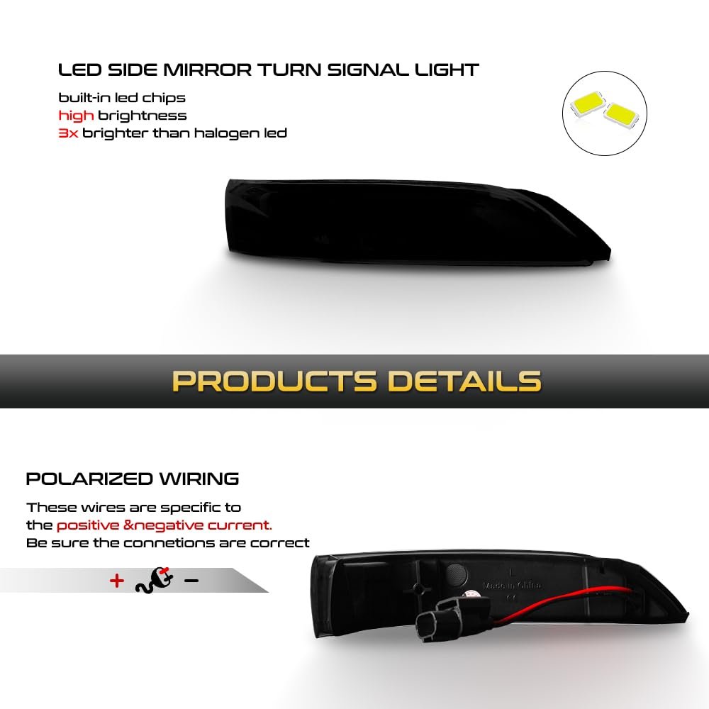 Sequential Led Side Mirror Turn Signal Light Assembly For 2005 To 2012 Acura Rl Base Elite Smoked Lens Chrome Housing Driver