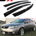 3d Wavy Style Smoked Window Visor Weather Guard For 2009-2013 Kia Forte 4 Door Sedan