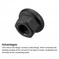 Uxcell M8 Flange Hex Nuts 2pcs Grade 12 9 Carbon Steel Black Oxide Finished For Machinery