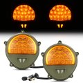 Hecasa Led Turn Signal Light Pair 12v For Humvee M35 M998 Lamp Replacement 12422957 Left Right Side Yellow Lens Green Shell 2 