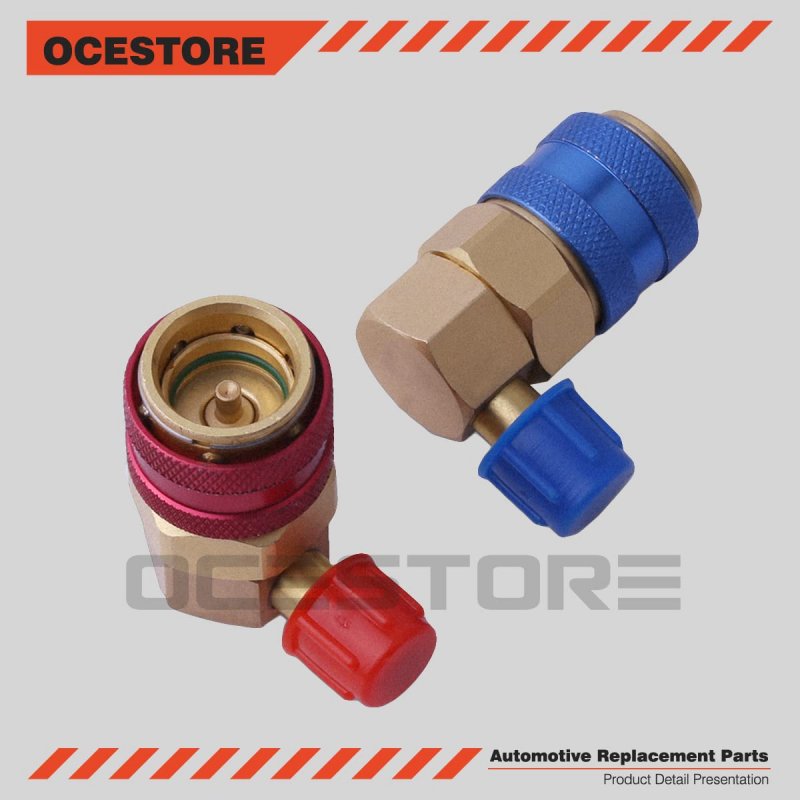 Ocestore Replace R134a Adapter 2pcs Air Conditioning Manifold Freon Quick Connectors R134a System Port Qc15 Ac Connector Hvac