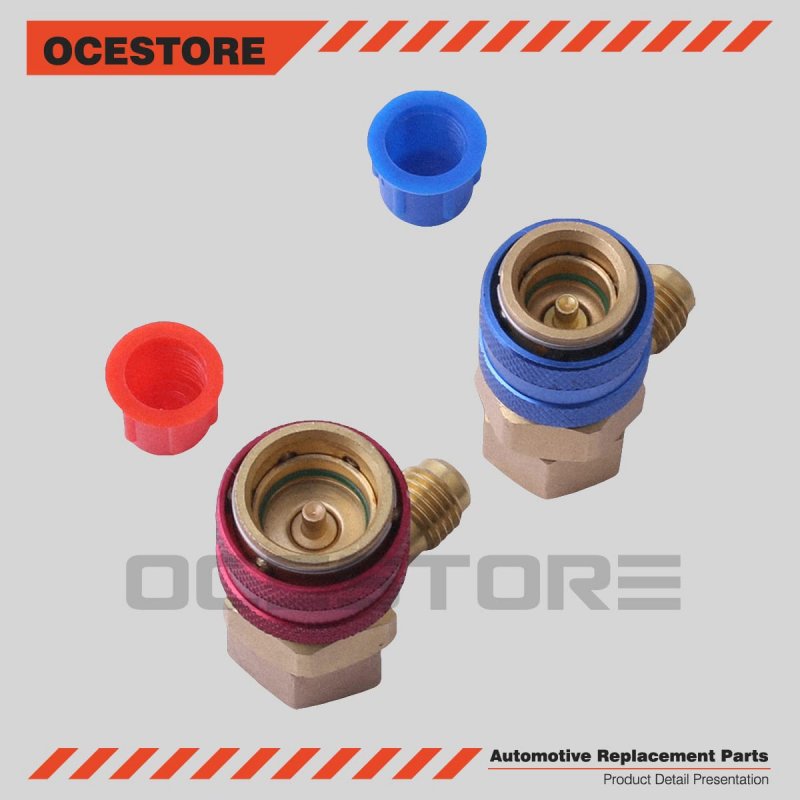 Ocestore Replace R134a Adapter 2pcs Air Conditioning Manifold Freon Quick Connectors R134a System Port Qc15 Ac Connector Hvac