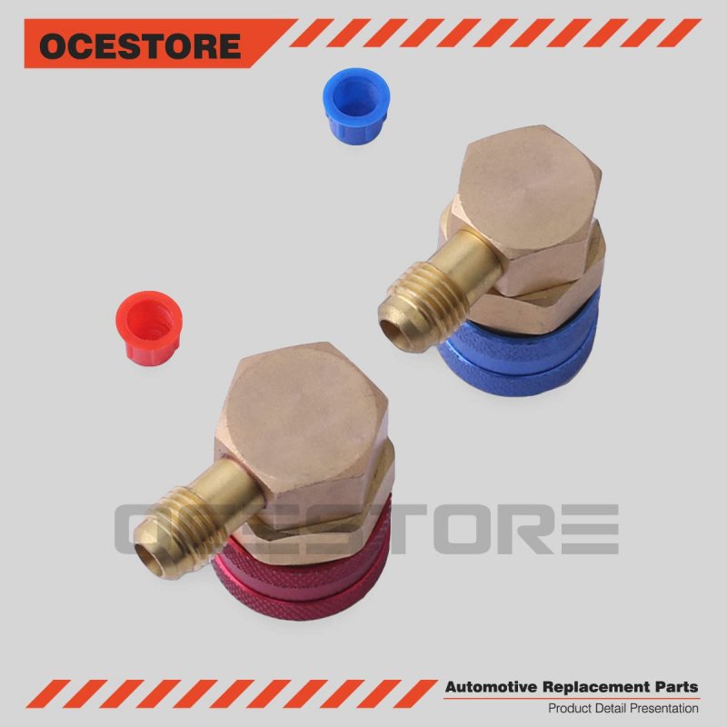 Ocestore Replace R134a Adapter 2pcs Air Conditioning Manifold Freon Quick Connectors R134a System Port Qc15 Ac Connector Hvac