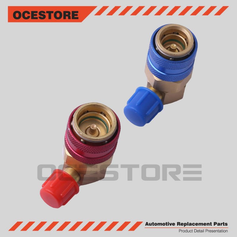 Ocestore Replace R134a Adapter 2pcs Air Conditioning Manifold Freon Quick Connectors R134a System Port Qc15 Ac Connector Hvac