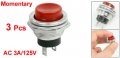 Uxcell Ac 3a 125v Red Cap Spst Momentary Panel Mount Pushbutton Switch 3 Piece