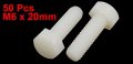 Uxcell M6 X 20mm Full Thread Nylon Metric Hex Head Cap Screw Bolt 50 Pcs