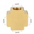 Uxcell Brass Cross Pipe Fitting 1 4 Pt Female Thread Way Connector