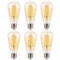 Flsnt 40w Equivalent Led Edison Bulbs With Amber Glass 4w St19 Dimmable Vintage Light For Pendant 90 High Cri 2200k Warm White 