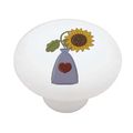 Sunflower In Vase High Gloss Ceramic Drawer Knob 