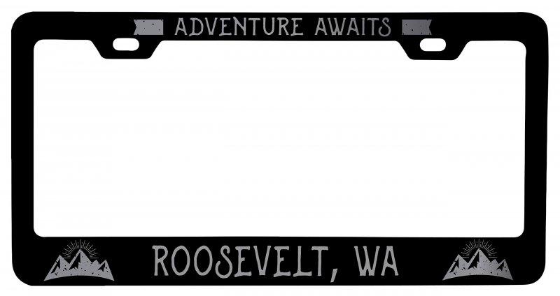 Roosevelt Washington Laser Etched Vanity Black Metal License Plate Frame