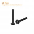 Uxcell Flanged Button Head Socket Cap Screws 25pcs M5x45mm 304 Stainless Steel Black Oxide Drive Fasteners Bolts Fully Thread
