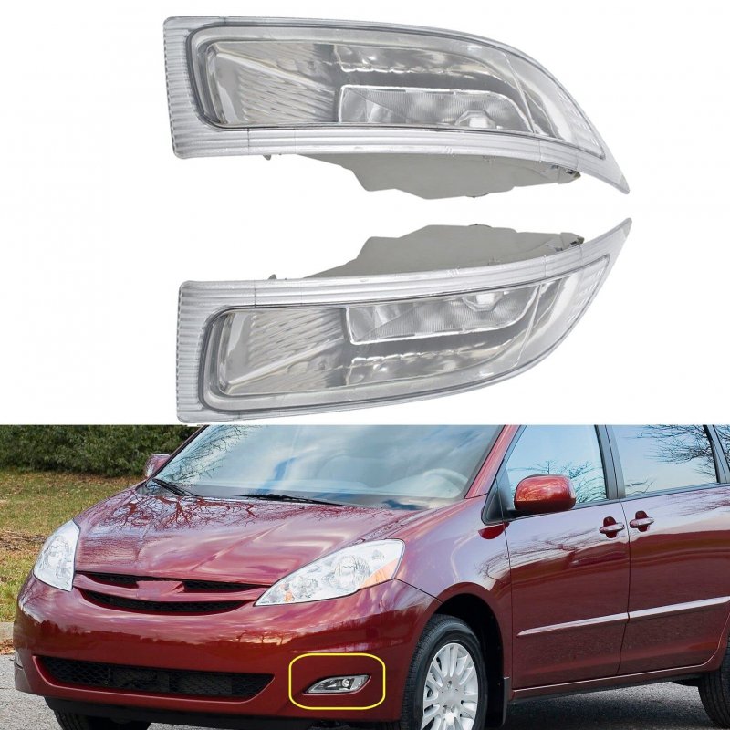 Fog Light Assembly Replacement For Sienna 2004-2005 Clear Lens Halogen Kit With Bulbs Driver And Passenger Side 81220ae010