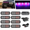 Red Blue Led Strobe Lights With 9 Key Switch 20-flashing Mode 24-led Surface Mount Mini Warning Grill Grille Light Bar For 