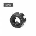 Uxcell M14x2mm Hexagon Slotted Nut Grade 4 8 Carbon Steel Hex Castle Nuts Black 5pcs