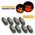 8 Pack Kaper Ii 3 375 Rv Side Fender Mini Marker Led Amber Red Light Clear