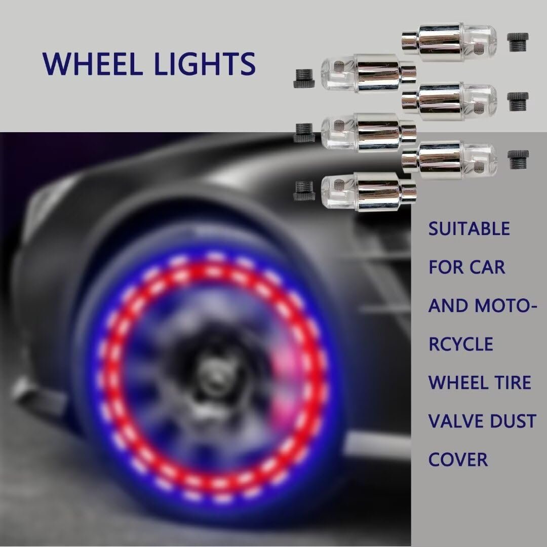 Led Valve Stem Caps Lights Kit Tire Wheel Waterproof Flashing Light Tire Lamp For Car Bike Motorcycle Waterproof Spoke Flash