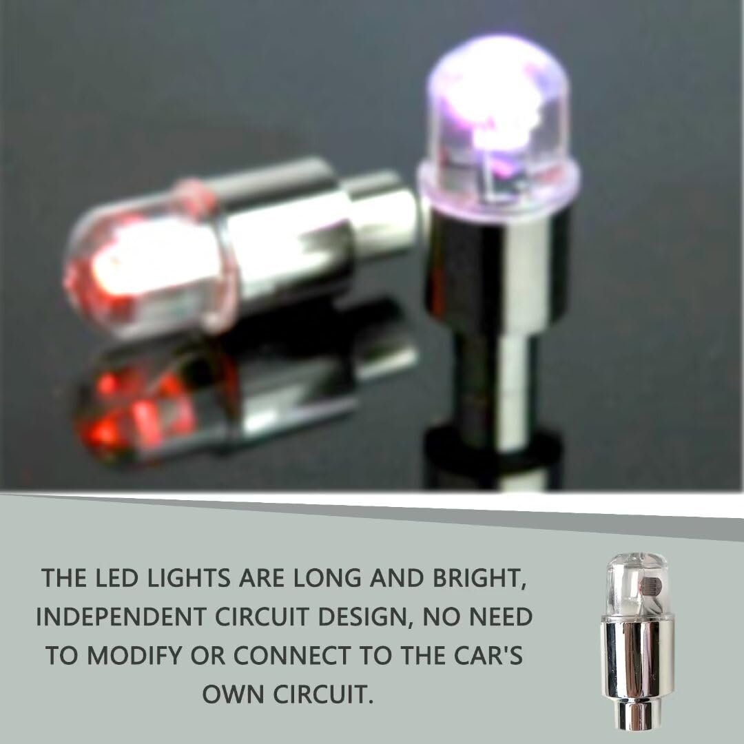 Led Valve Stem Caps Lights Kit Tire Wheel Waterproof Flashing Light Tire Lamp For Car Bike Motorcycle Waterproof Spoke Flash