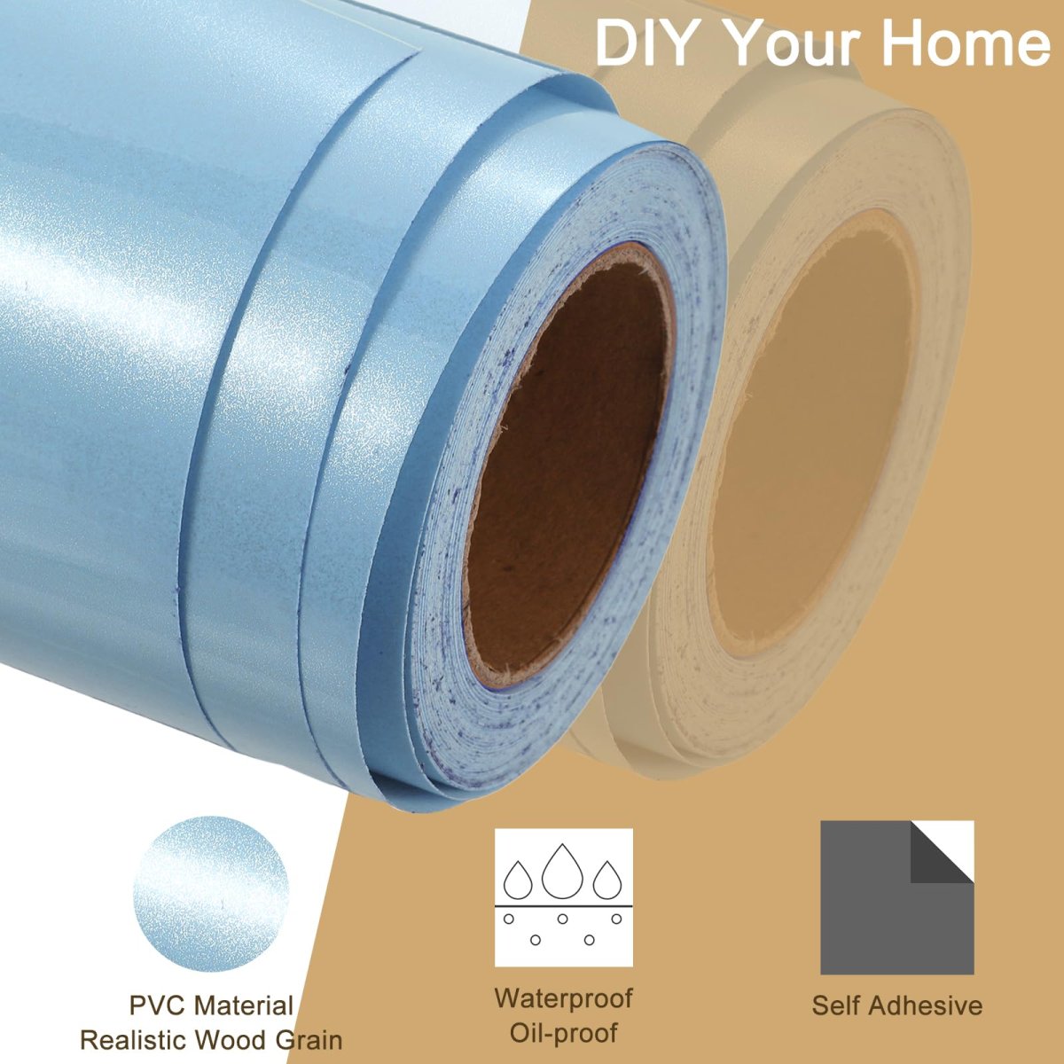 Wood Grain Tape 4 X33 Ft Self Adhesive Repair Patch For Baseboards Doors Floor Furniture Home Decor Sky Blue