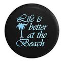 Life Is Better At The Beach Sea Ocean Water Palm Tree Spare Tire Cover Fits Suv Camper Rv Accessories Black 35 In 