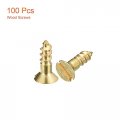 Uxcell Brass Wood Screws 100pcs M3 X 10mm Slotted Drive Flat Head Self Tapping Screw Countersunk For Woodworking Furniture