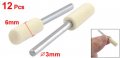 Uxcell 3mm Shank 6mm Diameter Cylinder Polishing Buffing Mounted Felt Bobs 12 Pcs