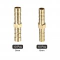 Uxcell 6mm 8mm Brass Barb Hose Fitting Straight Connector Coupler 20pcs