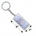 Graphics More Rectangle Spotted Snow Leopard Face Keychain In Chrome Plated Metal