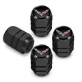 Chevrolet Corvette C7 Logo In Black On Hexagon Shape Aluminum Tire Valve Stem Caps 