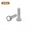 Uxcell M6x20mm Knurled Thumb Screws 6pcs Brass Bolts With Shoulder Grip Knobs Fasteners Silver Tone