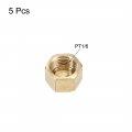 Uxcell 1 8-inch Brass Cap 5pcs Pt1 8 Female Pipe Fitting Hex Compression Stop Valve Connector