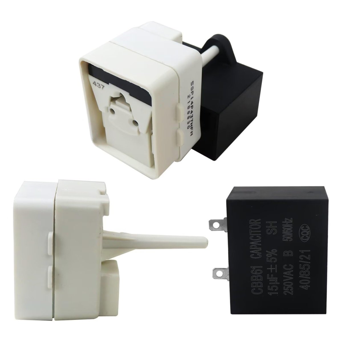 W10613606 Refrigerator Compressor Start Relay Capacitor For Kenmore 59661103101 59661164101 59661272100 59661272101 59652672201