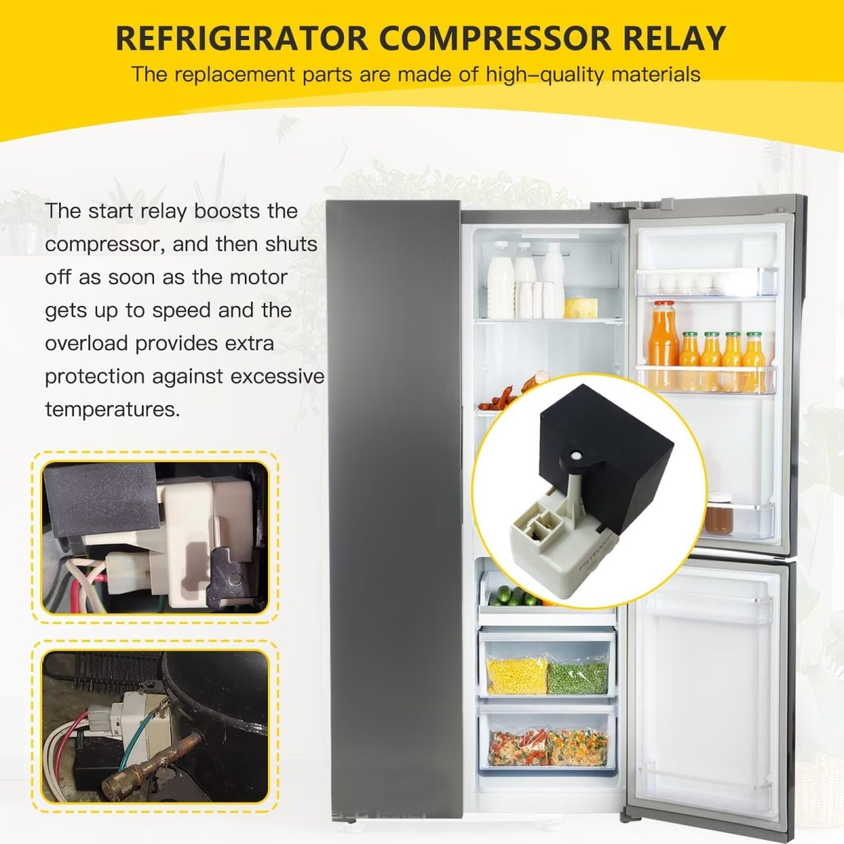 W10613606 Refrigerator Compressor Start Relay Capacitor For Kenmore 59661103101 59661164101 59661272100 59661272101 59652672201