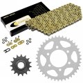 Caltric Gold O-ring Drive Chain And Sprockets Kit Compatible With Kawasaki Zx600 Ninja Zx6r 1998-2002