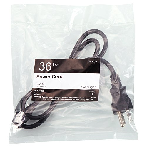 Power Cord For In-0202 In-0207 And In-0210 Series Under Cabinet Lights Black 36 In Pc1-36-bk